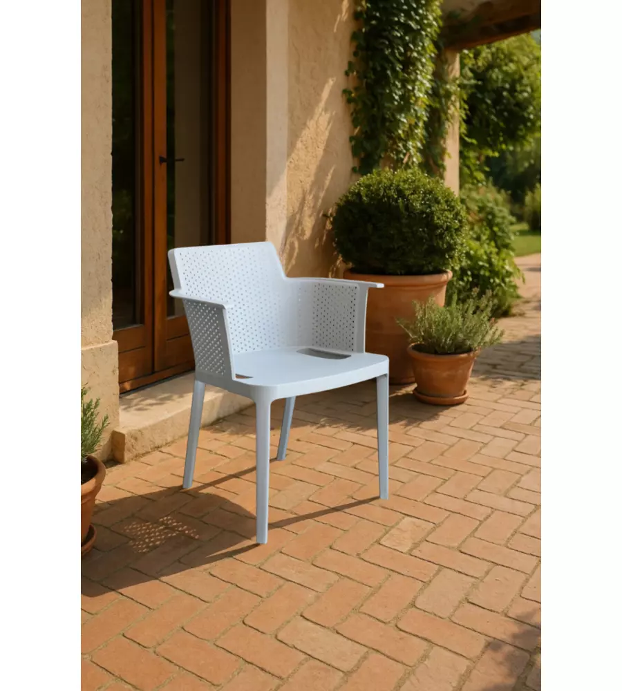 Sedia da esterno impilabile elica garden "cathy" in polipropilene grigio 60x58x76,5 cm