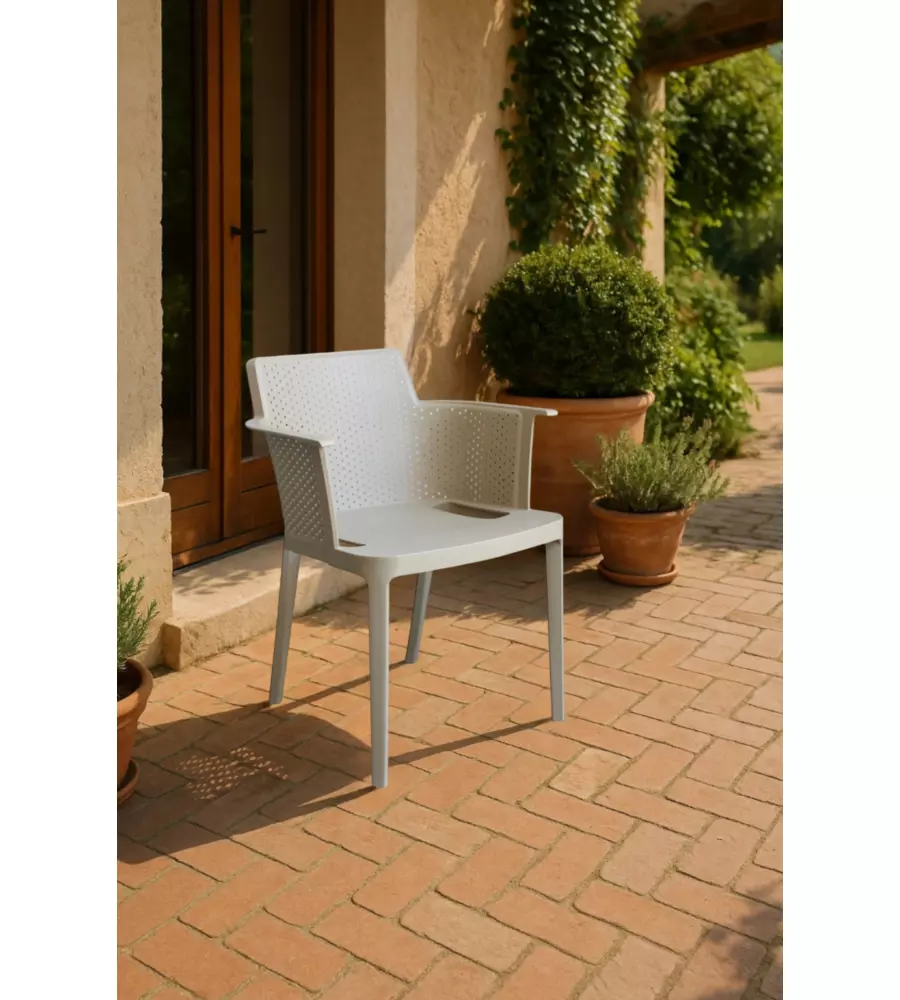 Sedia da esterno impilabile elica garden "cathy" in polipropilene tortora 60x58x76,5 cm