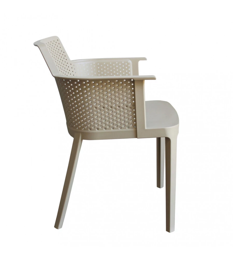 Sedia da esterno impilabile elica garden "cathy" in polipropilene tortora 60x58x76,5 cm