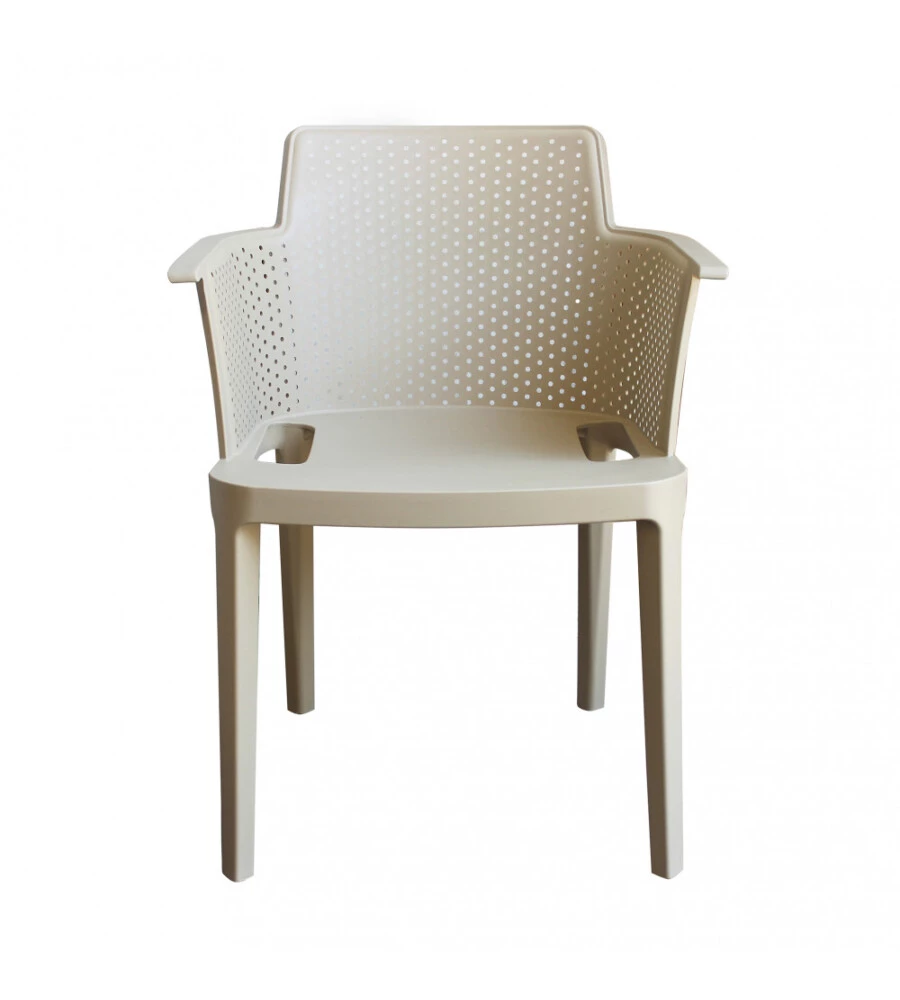 Sedia da esterno impilabile elica garden "cathy" in polipropilene tortora 60x58x76,5 cm