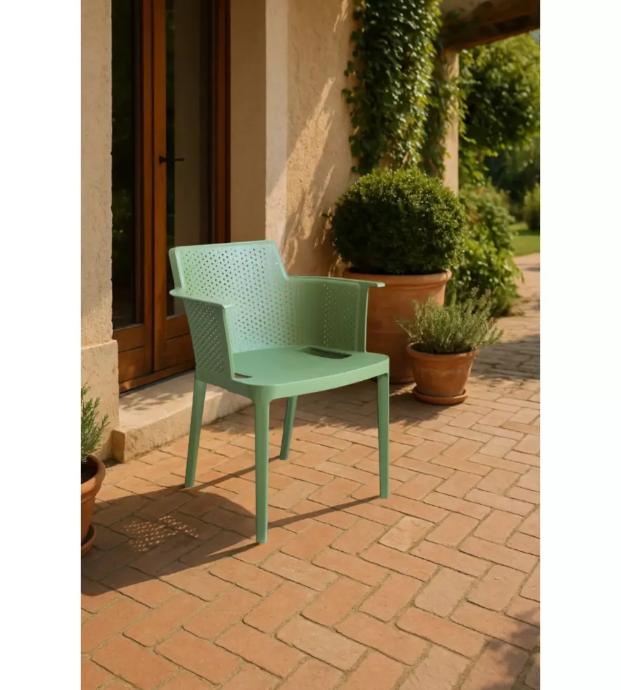 Sedia da esterno impilabile elica garden "cathy" in polipropilene verde scuro 60x58x76,5 cm