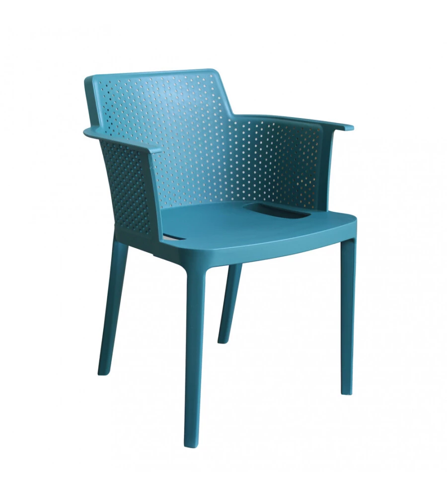 Sedia da esterno impilabile elica garden "cathy" in polipropilene verde petrolio 60x58x76,5 cm