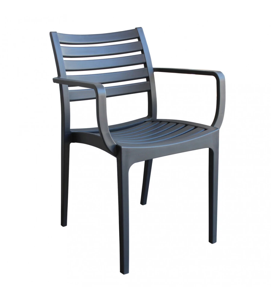 Sedia da esterno impilabile elica garden "eveline" in polipropilene antracite 58,5x55,2x84 cm