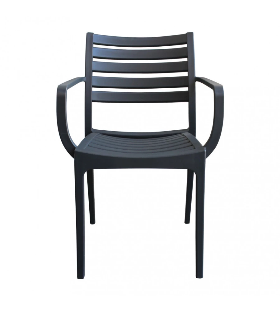 Sedia da esterno impilabile elica garden "eveline" in polipropilene antracite 58,5x55,2x84 cm