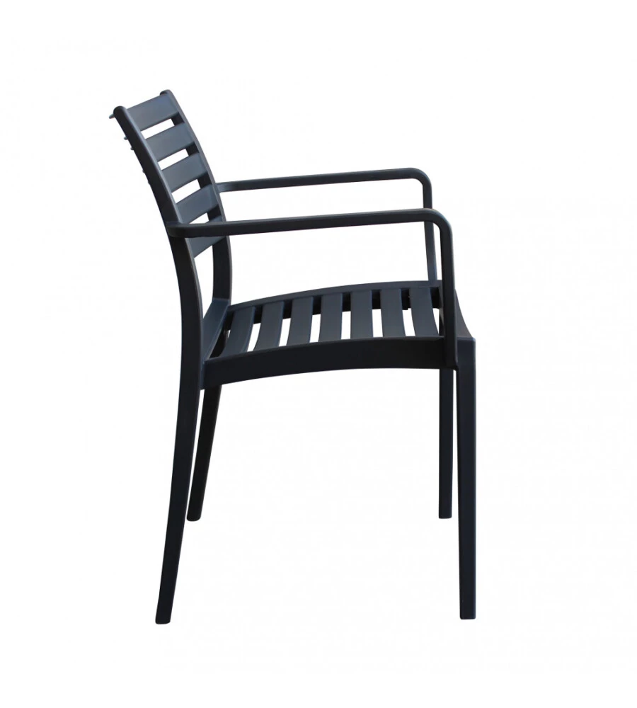 Sedia da esterno impilabile elica garden "eveline" in polipropilene antracite 58,5x55,2x84 cm