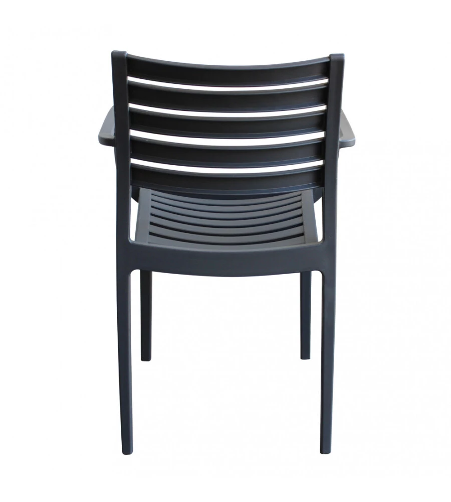 Sedia da esterno impilabile elica garden "eveline" in polipropilene antracite 58,5x55,2x84 cm
