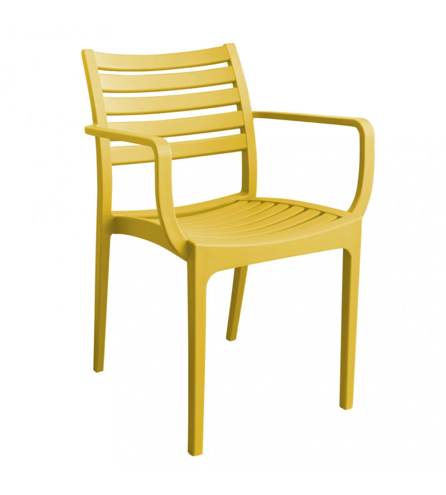 Sedia da esterno impilabile elica garden "eveline" in polipropilene giallo 58,5x55,2x84 cm
