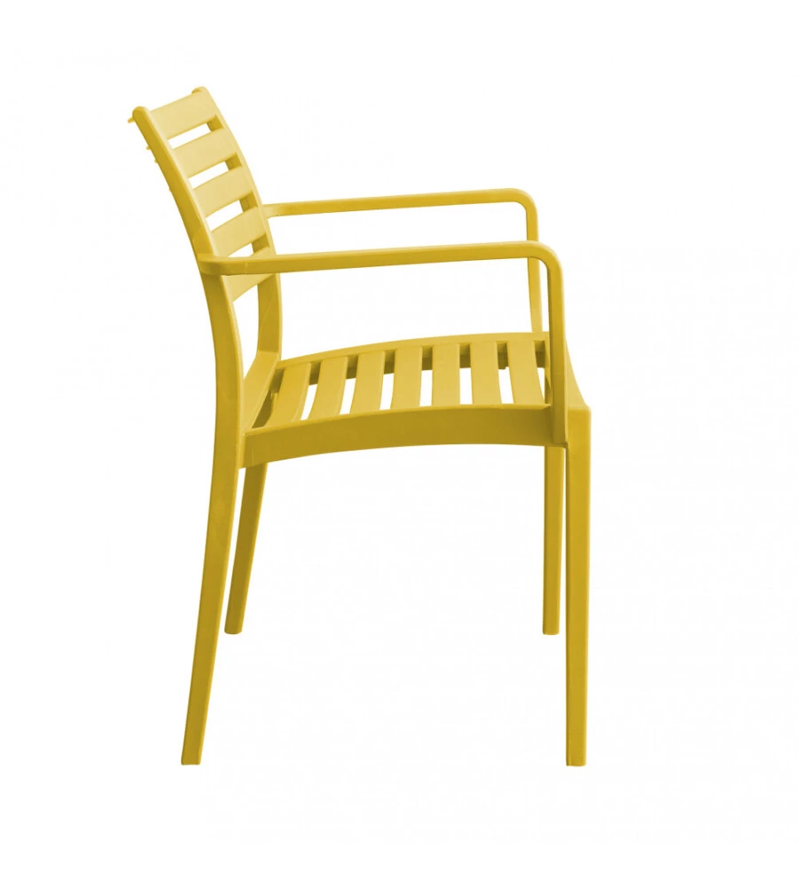 Sedia da esterno impilabile elica garden "eveline" in polipropilene giallo 58,5x55,2x84 cm