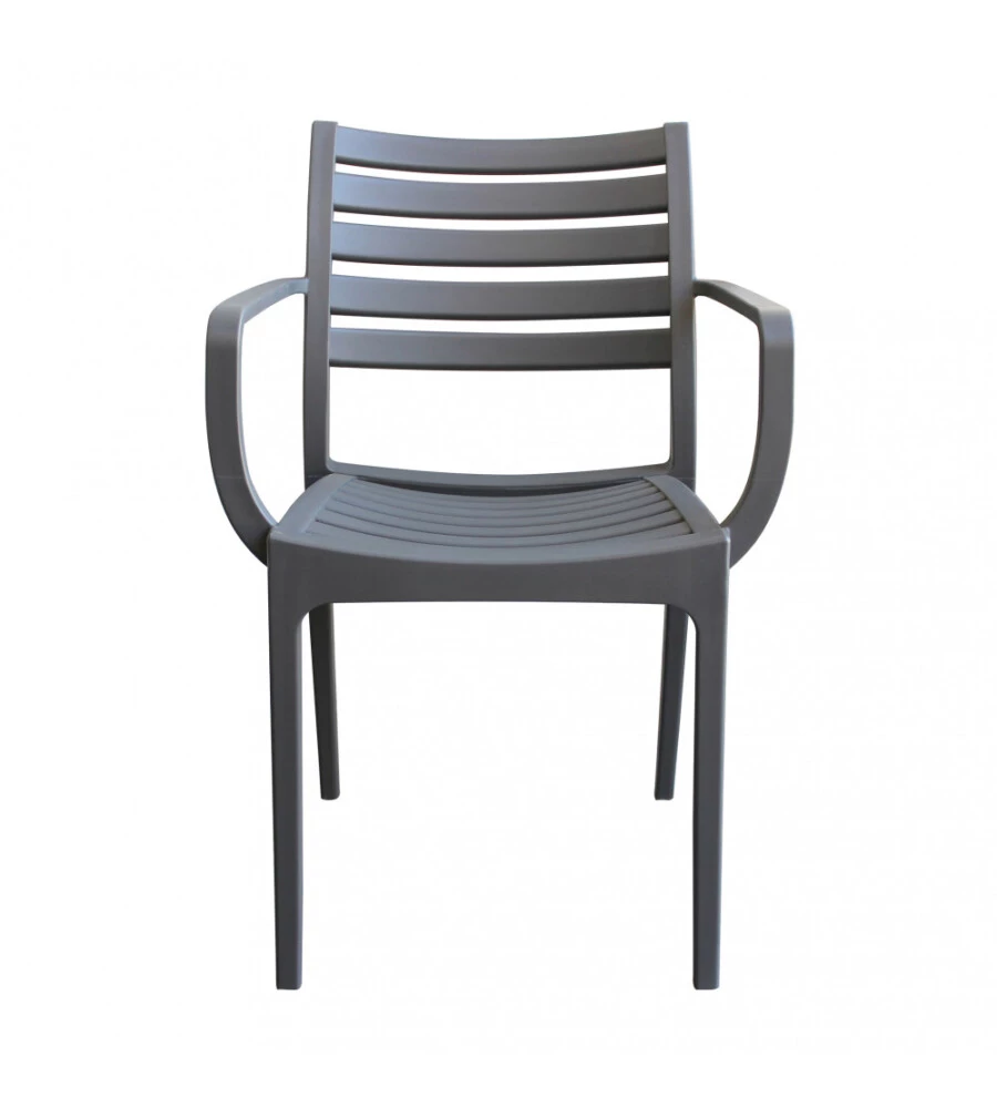 Sedia da esterno impilabile elica garden "eveline" in polipropilene taupe 58,5x55,2x84 cm