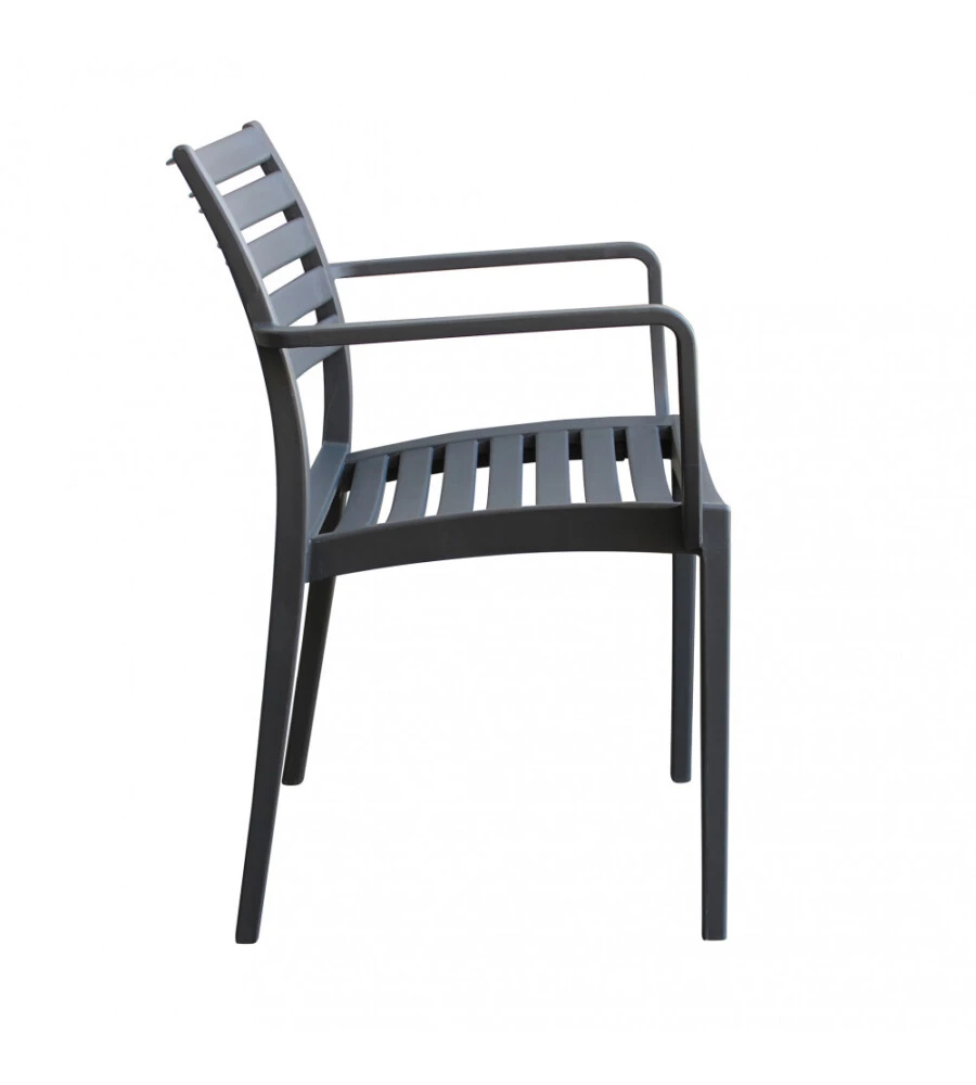 Sedia da esterno impilabile elica garden "eveline" in polipropilene taupe 58,5x55,2x84 cm