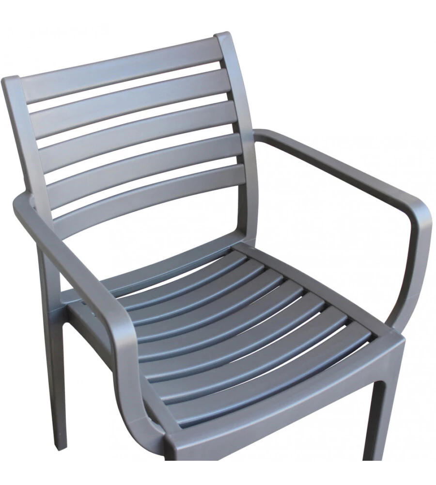 Sedia da esterno impilabile elica garden "eveline" in polipropilene taupe 58,5x55,2x84 cm