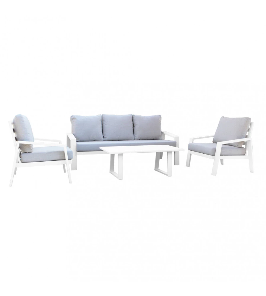 Set da giardino elica garden "santa cruz" in alluminio bianco 5 sedute e un tavolino