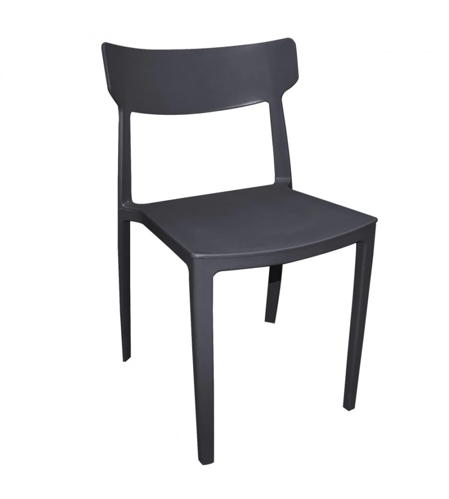 Sedia da esterno elica garden "debby" in polipropilene grigio scuro 46,5x49x80,5 cm