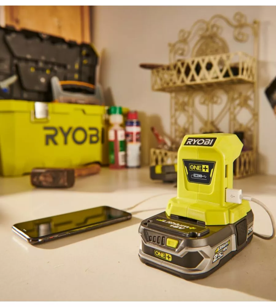 Adattatore a batteria con usb ryobi "r18usb-0" solo corpo macchina 18 v