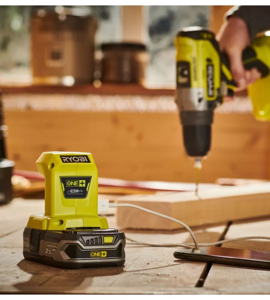 Adattatore a batteria con usb ryobi "r18usb-0" solo corpo macchina 18 v