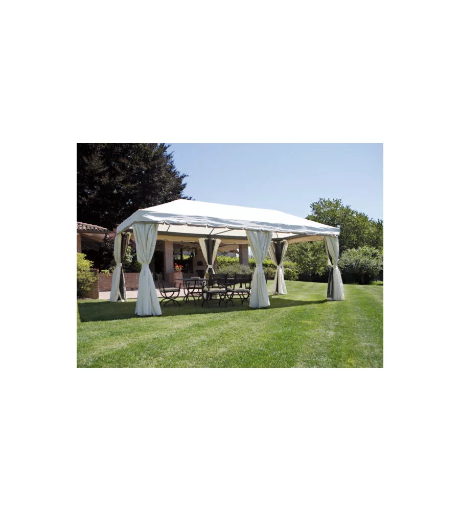 Gazebo da esterno rettangolare solaria "nebraska" in alluminio ecru' 6x3 mt