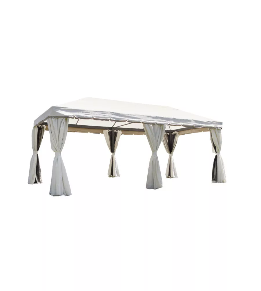 Gazebo da esterno rettangolare solaria "nebraska" in alluminio ecru' 6x3 mt
