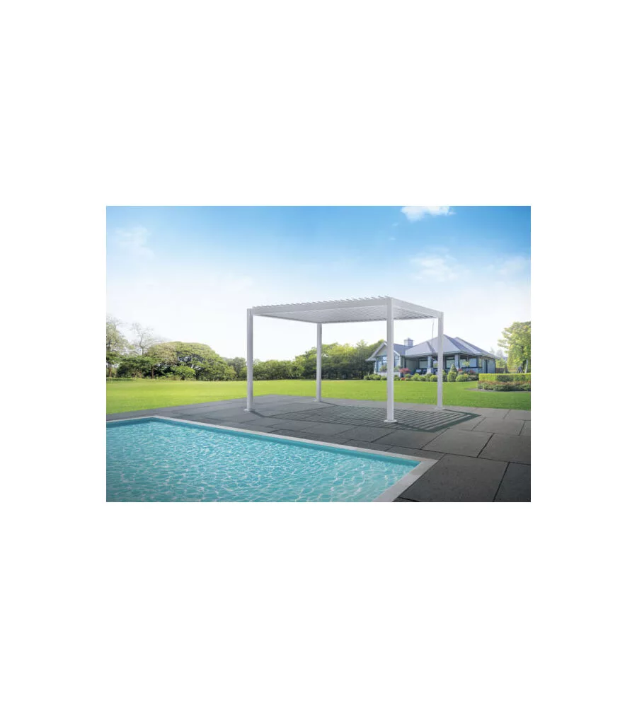 Pergola solaria "texas" in alluminio bianco 3x4 mt