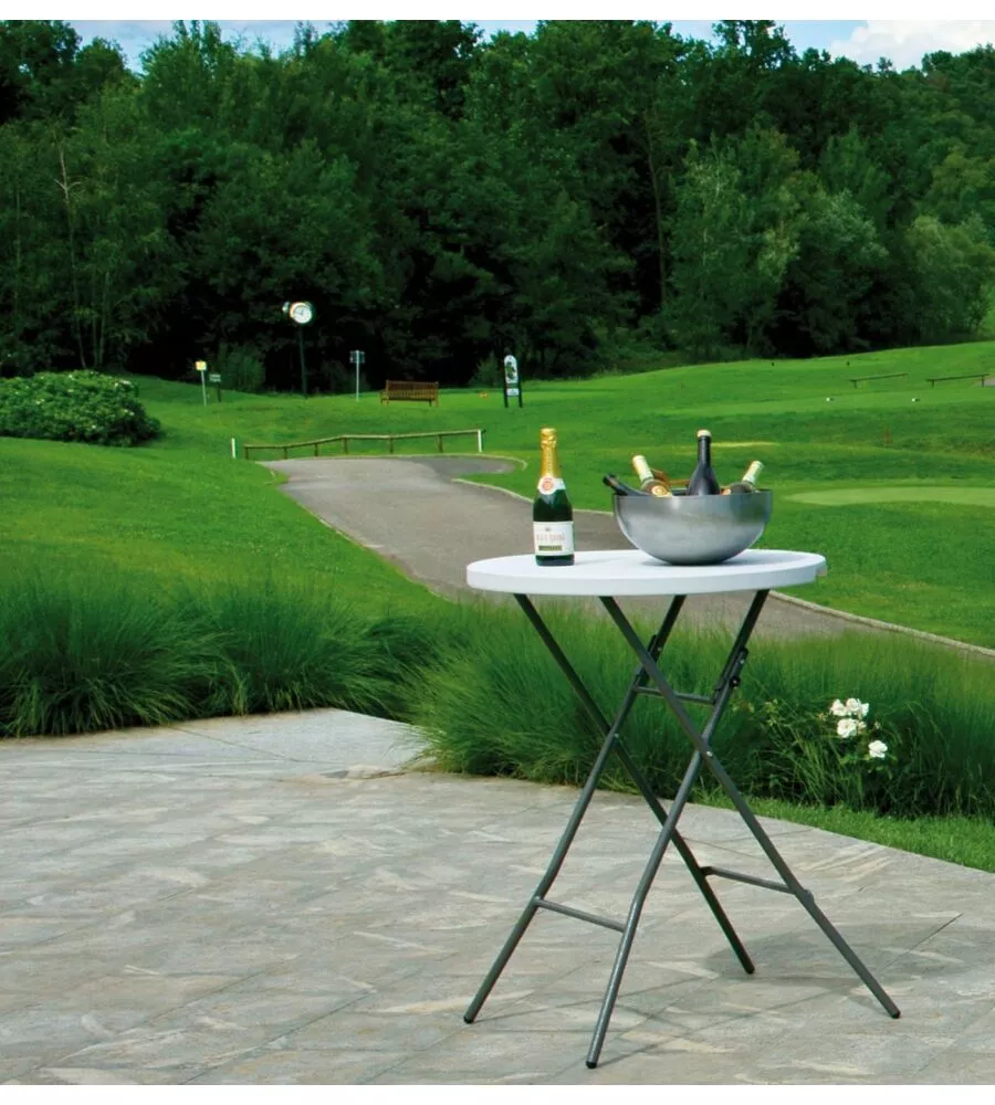 Tavolo da esternorotondo alto solaria "catering" in polietilene bianco 80x80x110 cm