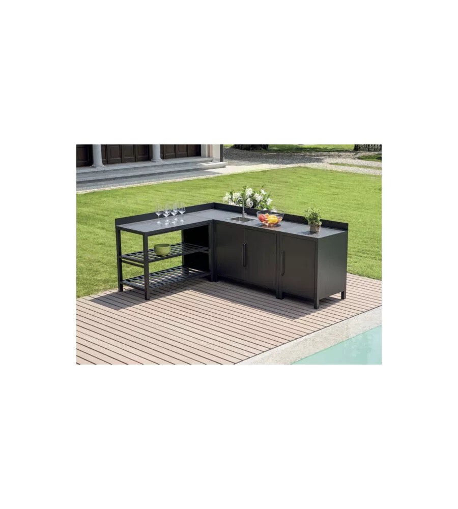 Cucina da esterno modulare solaria "modulo 3" in alluminio antracite 60x60x90 cm