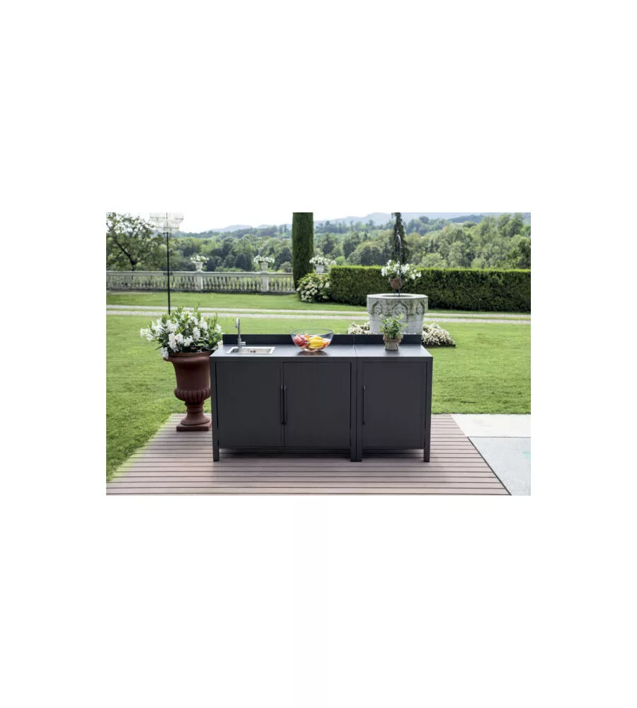 Cucina da esterno modulare solaria "modulo 3" in alluminio antracite 60x60x90 cm
