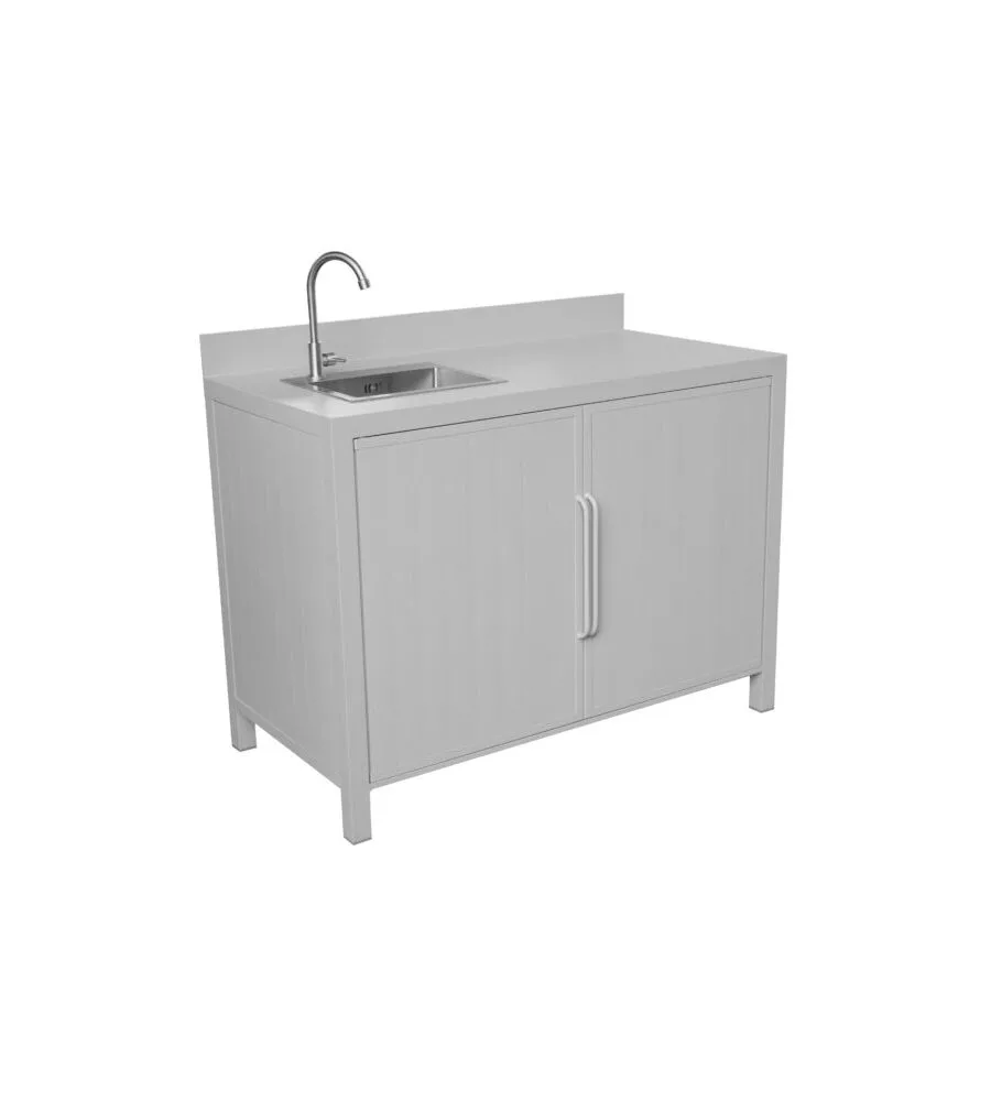 Cucina da esterno modulare solaria "modulo 1" in alluminio grigio chiaro con lavello 120x60x90 cm