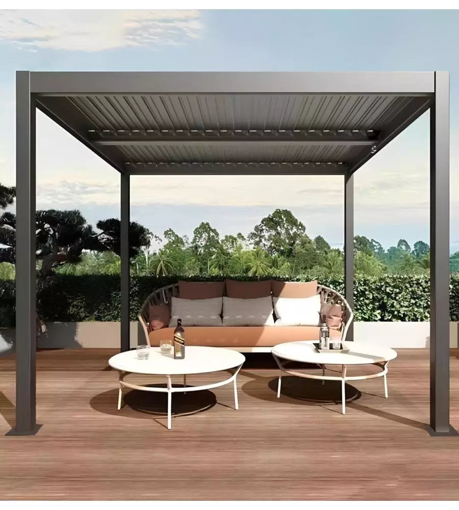 Pergola bioclimatica "artemide" in alluminio grigio 300x400x250 cm