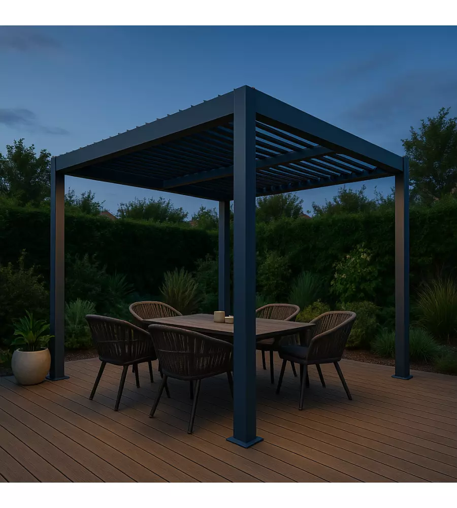 Pergola bioclimatica "artemide" in alluminio grigio 300x400x250 cm