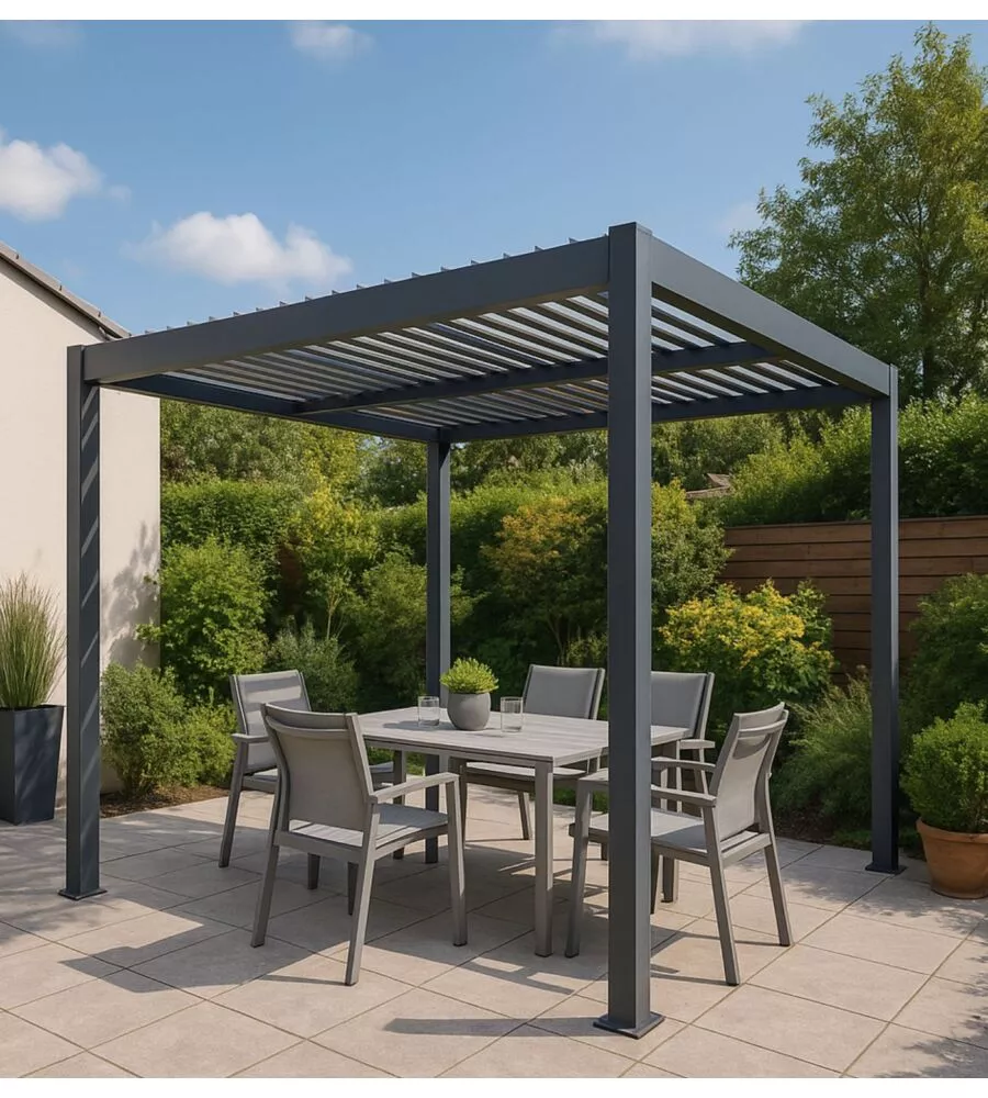 Pergola bioclimatica "artemide" in alluminio grigio 300x400x250 cm