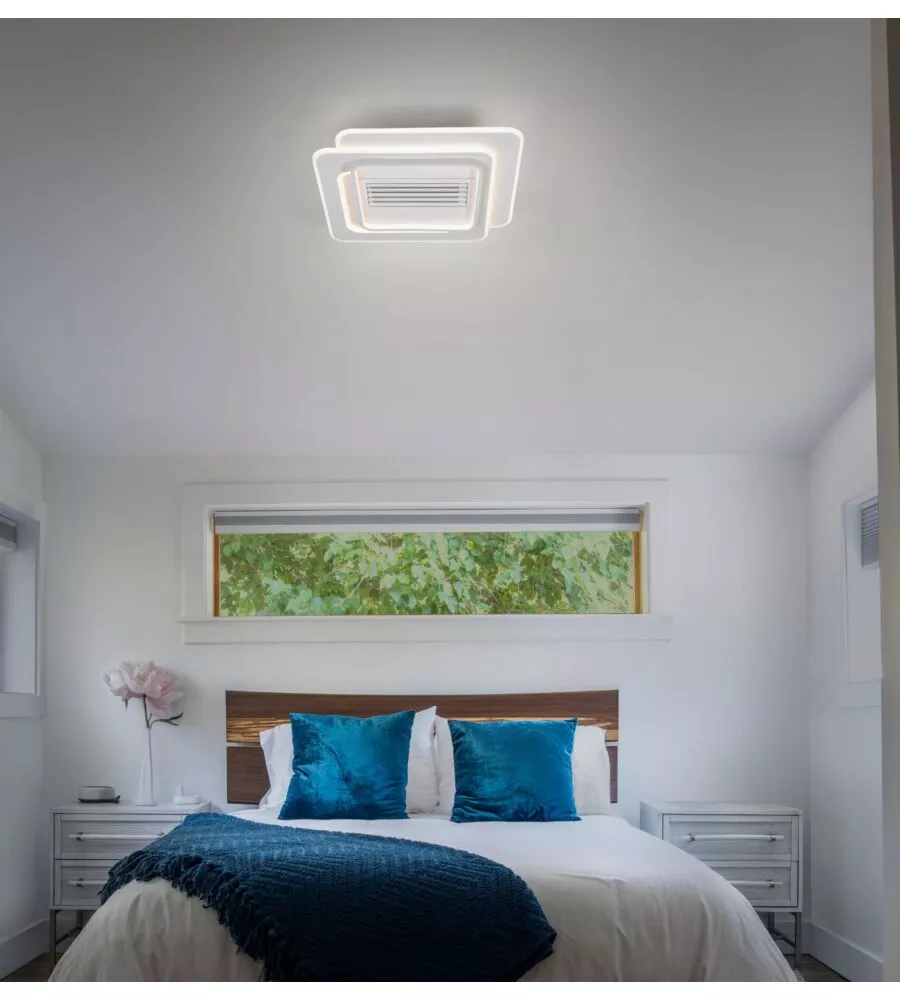 Lampada ventilatore da soffitto "grill square" con griglia quadrata bianco 55w