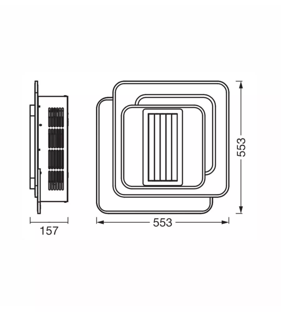 Lampada ventilatore da soffitto 'grill square' con griglia quadrata bianco 55w