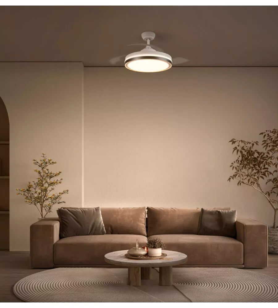 Lampada ventilatore da soffitto "retractable" bianco 66w