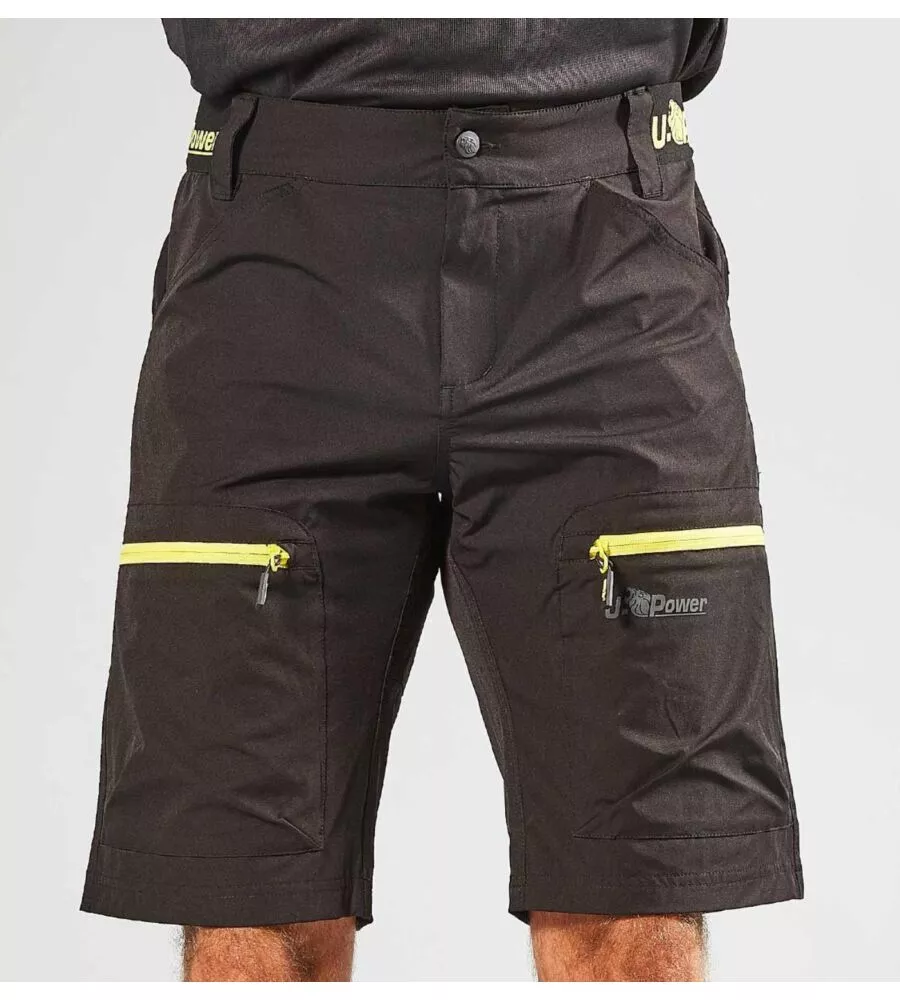 Pantalone da lavoro corto u-power "ares" black carbon taglia m