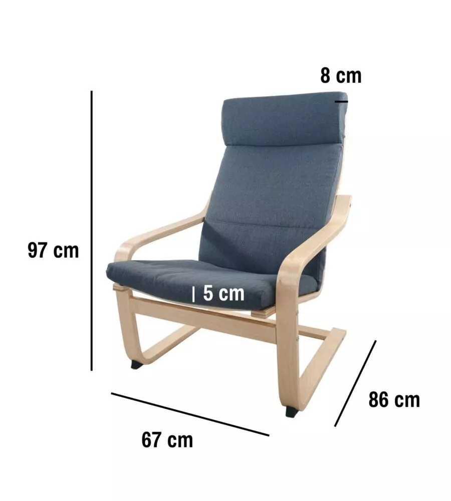Poltrona bella home 'lilibet' grigia in legno di faggio 67x86x97 cm