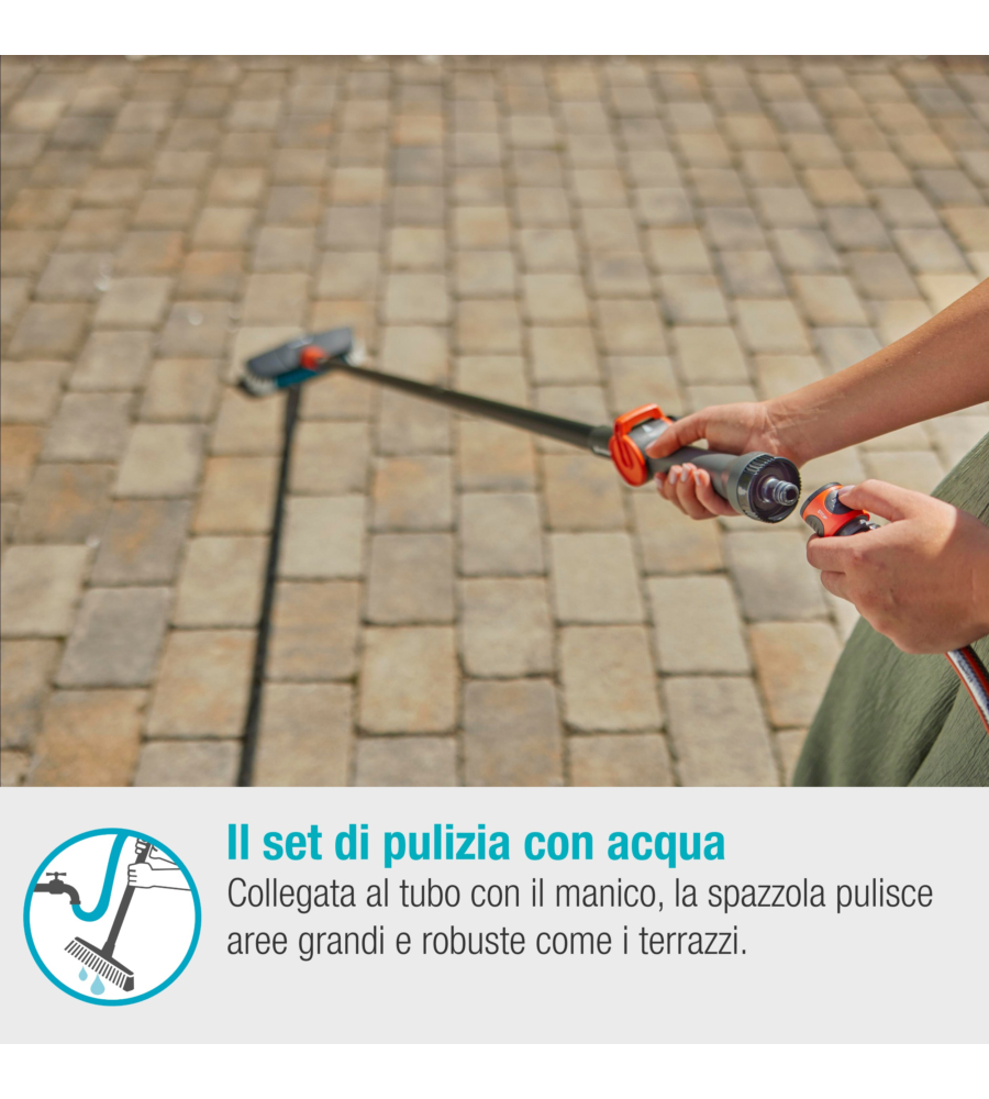 Outlet - usato per prova - set manico per pulizia gardena "cleansystem hard" per superfici resistenti