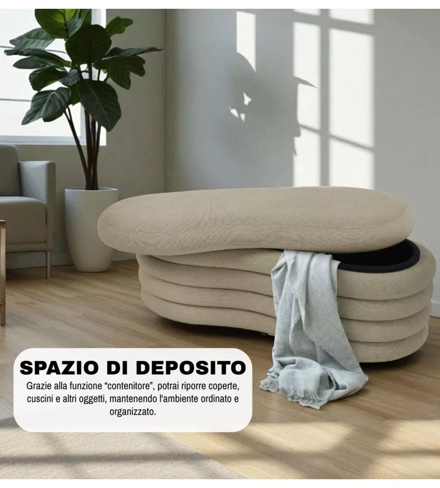 Panca contenitore bellahome "goccia" beige 106x43x42 cm