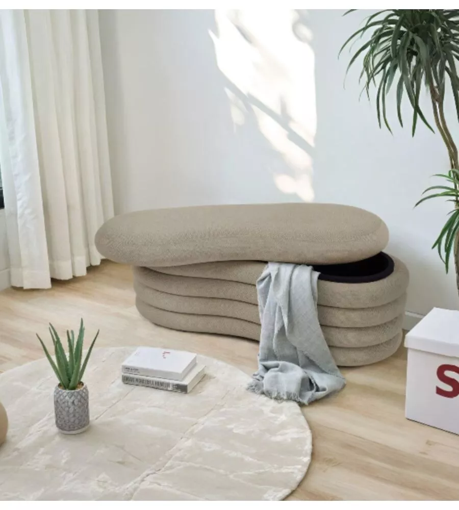 Panca contenitore bellahome "goccia" beige 106x43x42 cm