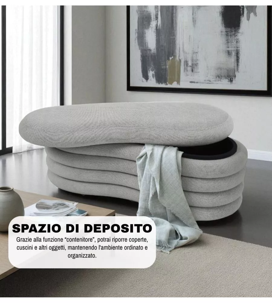 Panca contenitore bellahome "goccia" grigio 106x43x42 cm