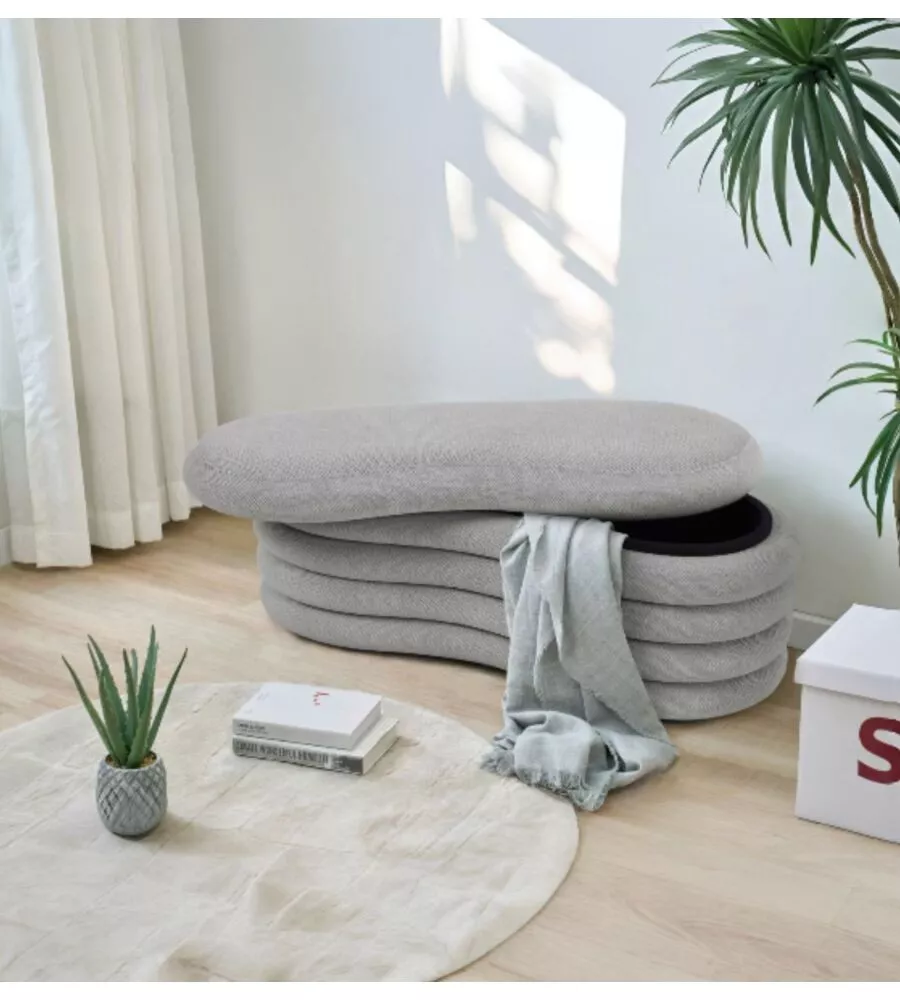 Panca contenitore bellahome "goccia" grigio 106x43x42 cm