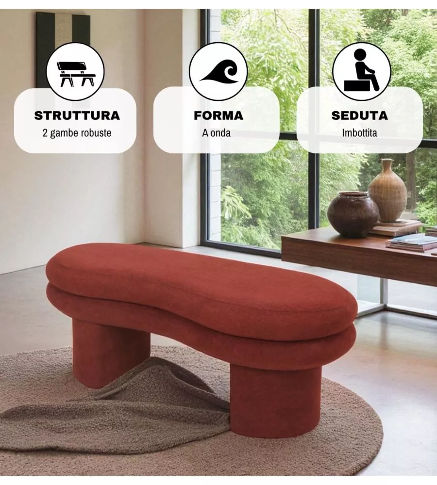 Panca bellahome "onda" mattone 106x43x43 cm