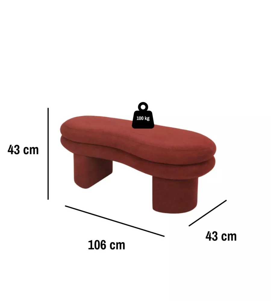 Panca bellahome 'onda' mattone 106x43x43 cm