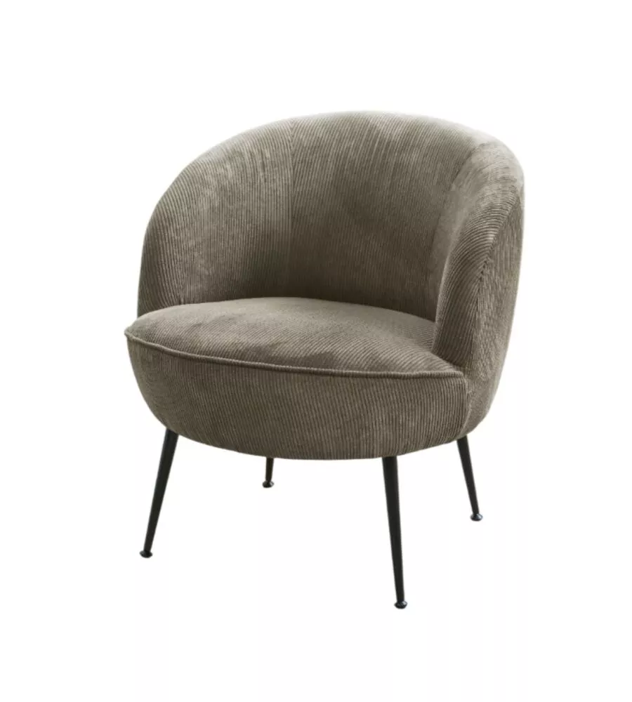 Poltrona "nora" in velluto a coste grigio 63x71x71 cm
