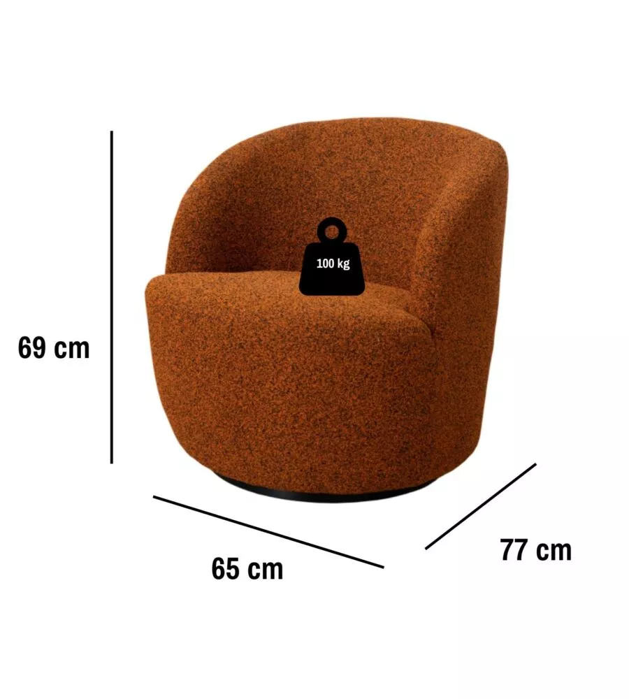 Poltrona girevole bellahome 'aura' mattone 65x77x69 cm