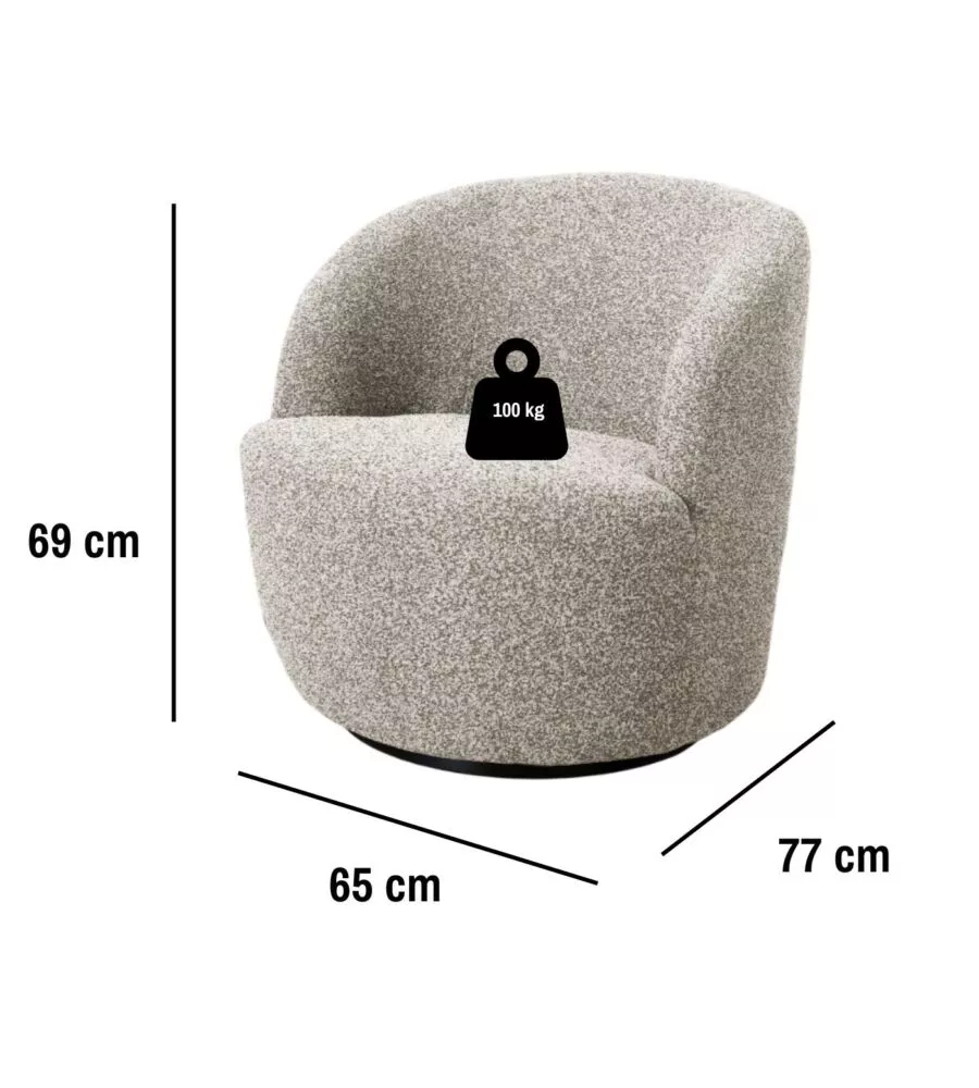 Poltrona girevole bellahome 'aura' sabbia 65x77x69 cm