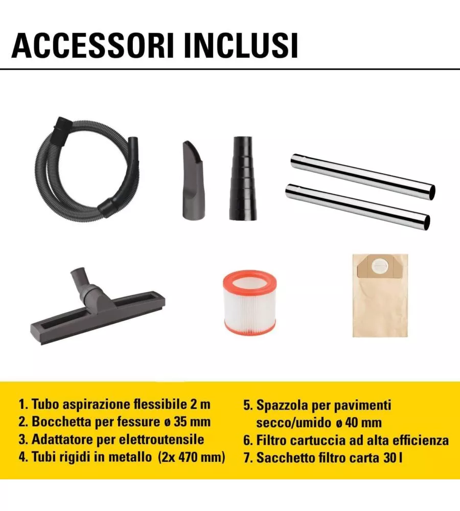 Outlet - usato per prova - aspiratore solidi liquidi elettrico stanley "sxvc30xtde" 1600w 30lt 36,5 l/s