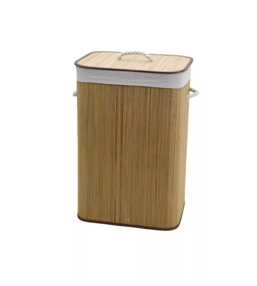 Portabiancheria in bambÙ decor bagno naturale 40x30x60 cm