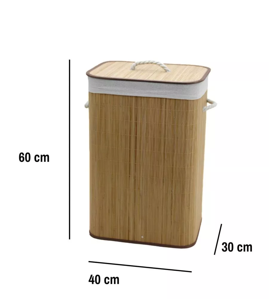 Portabiancheria in bamb decor bagno naturale 40x30x60 cm
