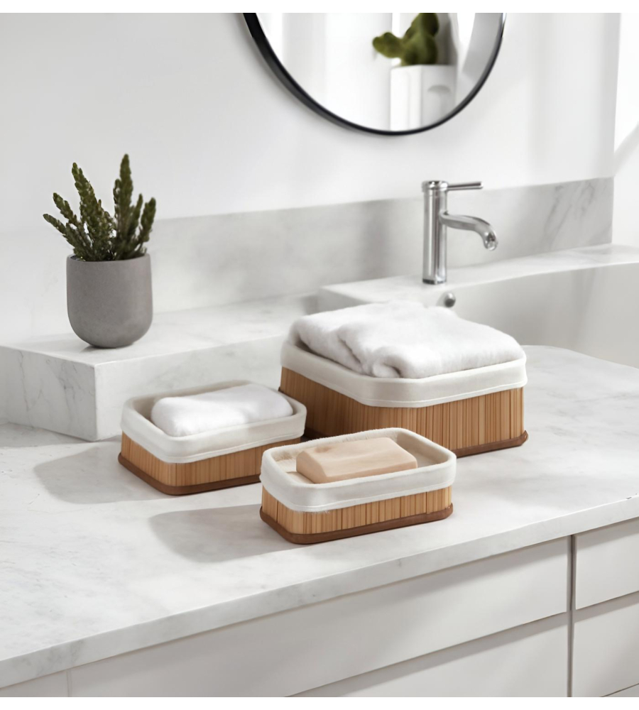 Set 3 cestini in bambÙ easy system naturale