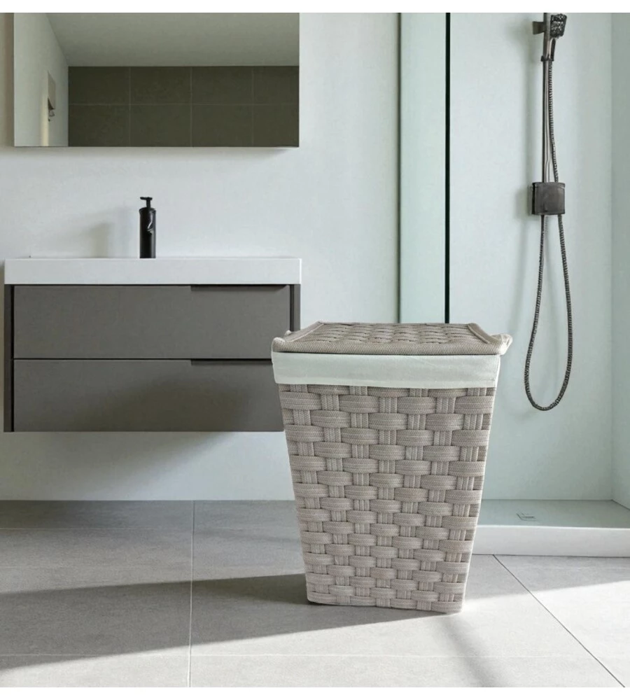 Portabiancheria easy system "grande" beige in tnt 42,5x42,5x62 cm