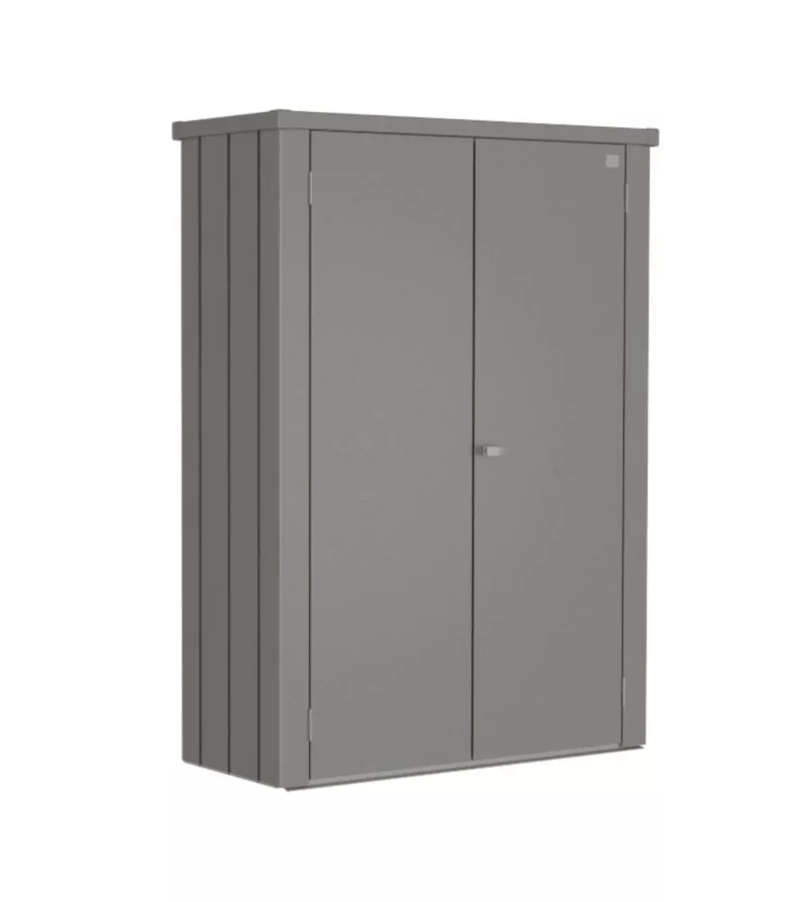 Armadio da esterno biohort "romeo m high" in acciaio grigio quarzo metallizzato, 132x57x140 cm - 58010